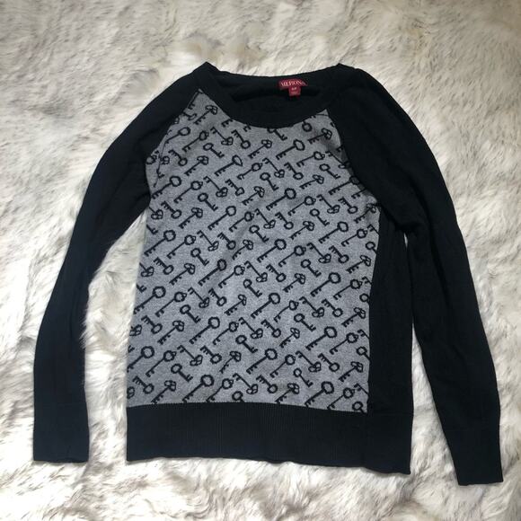 Merona Skeleton Key Print Black & Gray Sweater - Picture 3 of 8